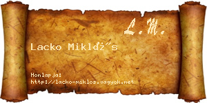 Lacko Miklós névjegykártya